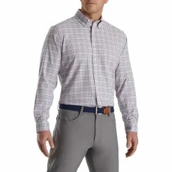 FootJoy Super Soft Woven Plaid Shirt -Golf Bag Sales footjoy super soft woven plaid shirt white lavender sage navy 01 70774.1671653110