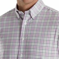 FootJoy Super Soft Woven Plaid Shirt -Golf Bag Sales footjoy super soft woven plaid shirt white lavender sage navy 03 14175.1671654479