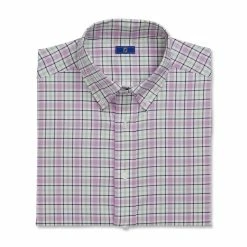 FootJoy Super Soft Woven Plaid Shirt -Golf Bag Sales footjoy super soft woven plaid shirt white lavender sage navy 04 33254.1671653509