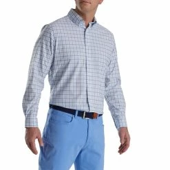 FootJoy Super Soft Woven Plaid Shirt -Golf Bag Sales footjoy super soft woven plaid shirt white light ocean 01 05104.1671653972