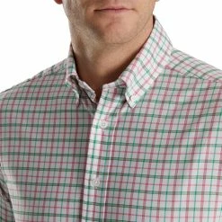 FootJoy Super Soft Woven Plaid Shirt -Golf Bag Sales footjoy super soft woven plaid shirt white sea green watermelon 03 78406.1671652599