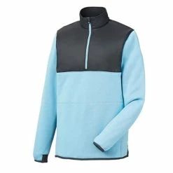 FootJoy Sweater Fleece Pullover -Golf Bag Sales footjoy sweater fleece pullover heather light blue charcoal 01 80067.1632772753