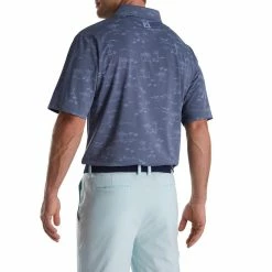 FootJoy Tropic Golf Print Lisle Self Collar Polo -Golf Bag Sales footjoy tropic golf print lisle self collar polo bluestone denim 02 72251.1673901299