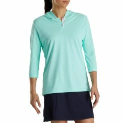 FootJoy Women's 3/4 Sleeve Pinstripe Hoodie -Golf Bag Sales footjoy womens 3 4 sleeve pinstripe hoodie aquamarine 02 63091.1633109315