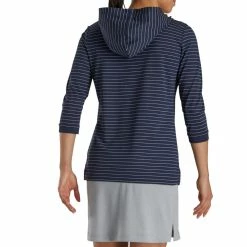 FootJoy Women's 3/4 Sleeve Pinstripe Hoodie -Golf Bag Sales footjoy womens 3 4 sleeve pinstripe hoodie navy 03 14953.1633109315