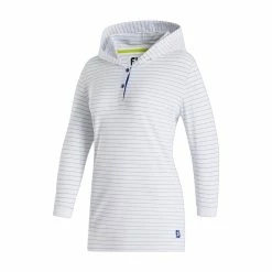 FootJoy Women's 3/4 Sleeve Pinstripe Hoodie -Golf Bag Sales footjoy womens 3 4 sleeve pinstripe hoodie white 01 67152.1633109315