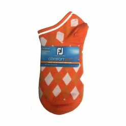 FootJoy Women's ComfortSof Low Cut Argyle Print Fashion Sock -Golf Bag Sales footjoy womens comfortsof low cut argyle print fashion sock orange 01 40001.1673901808