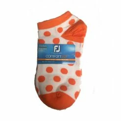 FootJoy Women's ComfortSof Low Cut Polka Dot Print Fashion Sock 8 FootJoy Women's ComfortSof Low Cut Polka Dot Print Fashion Sock -Golf Bag Sales footjoy womens comfortsof low cut polka dot print fashion sock white orange 01 47830.1671654816