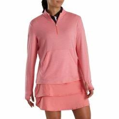FootJoy Women's Half-Zip Tonal Stripe Mid-Layer -Golf Bag Sales footjoy womens half zip tonal stripe mid layer bright coral 02 91245.1676578122