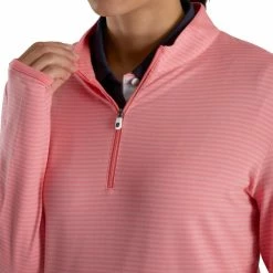 FootJoy Women's Half-Zip Tonal Stripe Mid-Layer -Golf Bag Sales footjoy womens half zip tonal stripe mid layer bright coral 04 64128.1676578049