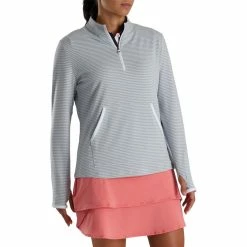 FootJoy Women's Half-Zip Tonal Stripe Mid-Layer -Golf Bag Sales footjoy womens half zip tonal stripe mid layer grey 02 61909.1676598066