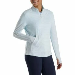 FootJoy Women's Half-Zip Tonal Stripe Mid-Layer -Golf Bag Sales footjoy womens half zip tonal stripe mid layer sky 02 43624.1676596680