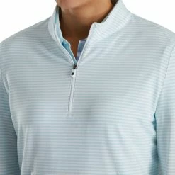 FootJoy Women's Half-Zip Tonal Stripe Mid-Layer -Golf Bag Sales footjoy womens half zip tonal stripe mid layer sky 04 35781.1676598771