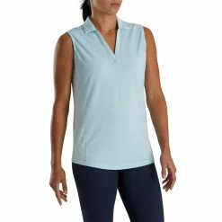 FootJoy Women's Open Placket Sleeveless Polo -Golf Bag Sales footjoy womens open placket sleeveless polo sky 02 24343.1673285373