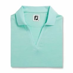 FootJoy Women's Open Placket Space Dye Polo -Golf Bag Sales footjoy womens open placket space dye polo aquamarine white 05 65345.1631902166