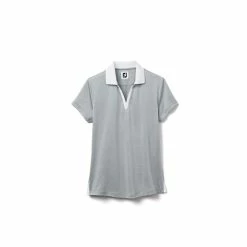 FootJoy Women's Open Placket Space Dye Polo -Golf Bag Sales footjoy womens open placket space dye polo grey white 01 80741.1631902166