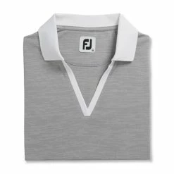 FootJoy Women's Open Placket Space Dye Polo -Golf Bag Sales footjoy womens open placket space dye polo grey white 05 84053.1631902166