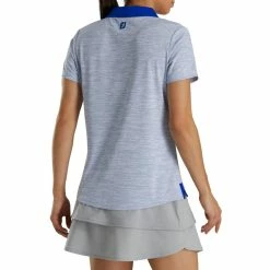 FootJoy Women's Open Placket Space Dye Polo -Golf Bag Sales footjoy womens open placket space dye polo white cobalt 03 61777.1631902166