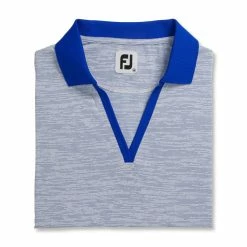 FootJoy Women's Open Placket Space Dye Polo -Golf Bag Sales footjoy womens open placket space dye polo white cobalt 05 38174.1631902167