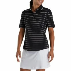 FootJoy Women's Pique Pinstripe Half Sleeve Polo -Golf Bag Sales footjoy womens pique pinstripe half sleeve polo black 01 31064.1673904274