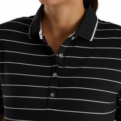 FootJoy Women's Pique Pinstripe Half Sleeve Polo -Golf Bag Sales footjoy womens pique pinstripe half sleeve polo black 03 46845.1673902489