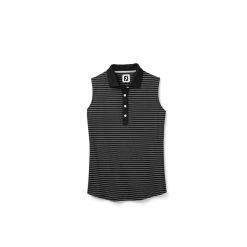 FootJoy Women's Sleeveless Pinstripe Polo -Golf Bag Sales footjoy womens sleeveless pinstripe polo black 01 64595.1633122943
