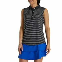FootJoy Women's Sleeveless Pinstripe Polo -Golf Bag Sales footjoy womens sleeveless pinstripe polo black 02 37872.1633122943