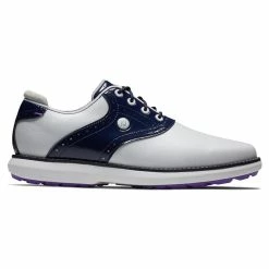 FootJoy Women's Traditions Spikeless Golf Shoes -Golf Bag Sales footjoy womens traditions spikeless golf shoes white navy 01 67765.1676581101