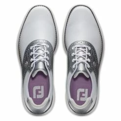 FootJoy Women's Traditions Spikeless Golf Shoes -Golf Bag Sales footjoy womens traditions spikeless golf shoes white silver 03 51134.1676592681