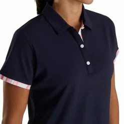 FootJoy Women's Watercolor Trim Polo -Golf Bag Sales footjoy womens watercolor trim polo navy 04 63599.1676584497