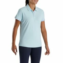 FootJoy Women's Watercolor Trim Polo -Golf Bag Sales footjoy womens watercolor trim polo sky 02 08760.1676588548