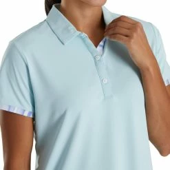 FootJoy Women's Watercolor Trim Polo -Golf Bag Sales footjoy womens watercolor trim polo sky 04 43406.1676581146