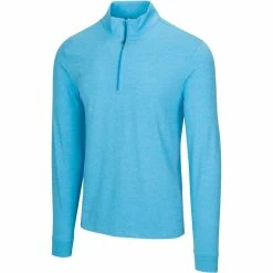 Greg Norman Heathered 1/4 Zip Mock -Golf Bag Sales greg norman heathered 1 4 zip mock riviera blue heather 01 18533.1632775036