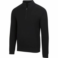 Greg Norman Performance Blend Lined 1/4 Zip Wind Sweater -Golf Bag Sales greg norman performance blend lined 1 4 zip wind sweater black 01 88144.1659043397