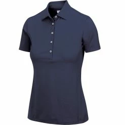Greg Norman Women's Freedom Micro Pique Short Sleeve Polo -Golf Bag Sales greg norman womens freedom micro pique short sleeve polo navy 01 60213.1659043413
