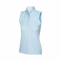 Greg Norman Women's Heathered Dot Sleeveless Polo -Golf Bag Sales greg norman womens heathered dot sleeveless polo pure aqua 01 03522.1651765028