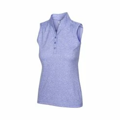 Greg Norman Women's Heathered Dot Sleeveless Polo -Golf Bag Sales greg norman womens heathered dot sleeveless polo sweet iris 01 41050.1651765028