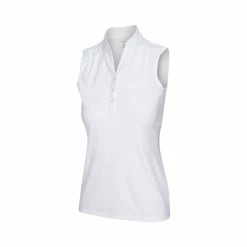 Greg Norman Women's Heathered Dot Sleeveless Polo -Golf Bag Sales greg norman womens heathered dot sleeveless polo white 01 43506.1651765028