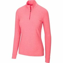Greg Norman Women's Peached Heather 1/4 Zip -Golf Bag Sales greg norman womens peached heather 1 4 zip field poppy heather 01 01802.1633111170