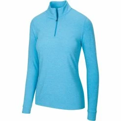 Greg Norman Women's Peached Heather 1/4 Zip -Golf Bag Sales greg norman womens peached heather 1 4 zip riviera blue heather 01 43355.1633111170
