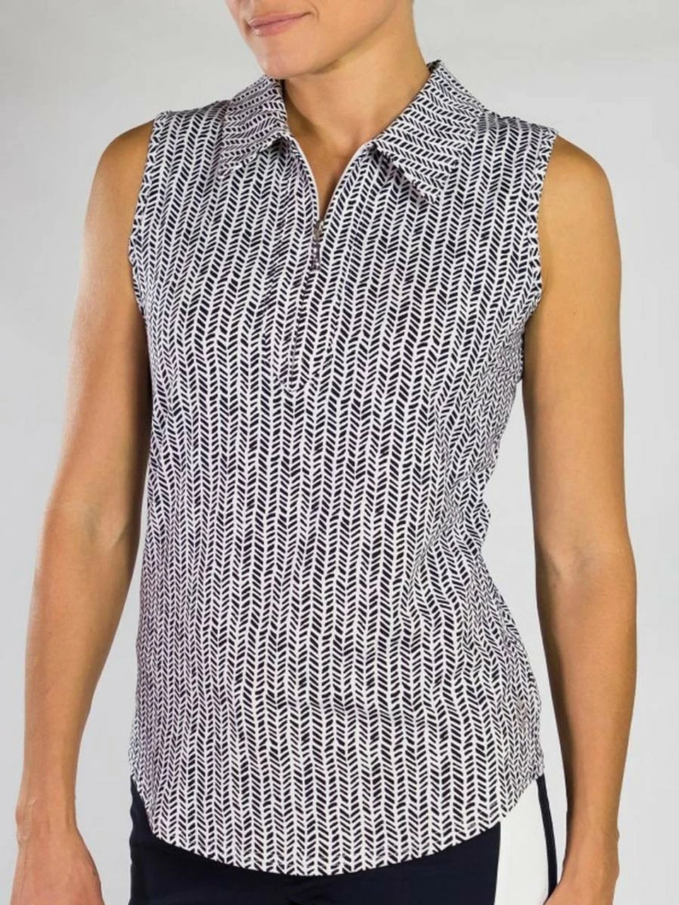Jofit Sleeveless Polo - Herringbone 1 Jofit Sleeveless Polo - Herringbone