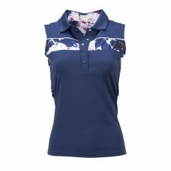 Nancy Lopez Peace Sleeveless Polo -Golf Bag Sales nancy lopez peace sleeveless polo navy 01 66046.1648051972