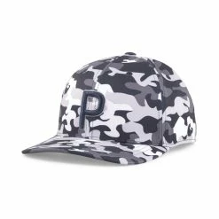 Puma Camo Pattern P Snapback Hat -Golf Bag Sales puma camo pattern p snapback hat navy blazer high rise 01 89345.1662670407