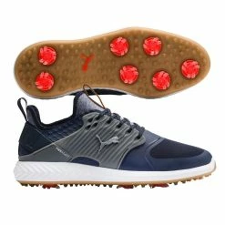 Puma Men's Ignite PWRADAPT Caged Golf Shoes - Peacoat/Silver/Quiet Shade