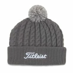 Titleist Cable Knit Pom Pom Beanie -Golf Bag Sales titleist cable knit pom pom beanie gray white 01 37918.1636747906