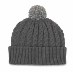 Titleist Cable Knit Pom Pom Beanie -Golf Bag Sales titleist cable knit pom pom beanie gray white 02 31891.1636747906