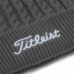 Titleist Cable Knit Pom Pom Beanie -Golf Bag Sales titleist cable knit pom pom beanie gray white 03 11784.1636747907