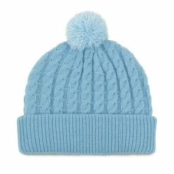Titleist Cable Knit Pom Pom Beanie -Golf Bag Sales titleist cable knit pom pom beanie sky white 02 81168.1636747906