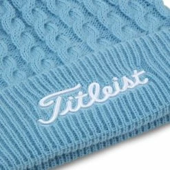 Titleist Cable Knit Pom Pom Beanie -Golf Bag Sales titleist cable knit pom pom beanie sky white 03 46176.1636747907
