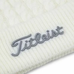 Titleist Cable Knit Pom Pom Beanie -Golf Bag Sales titleist cable knit pom pom beanie white gray 03 46375.1636747906